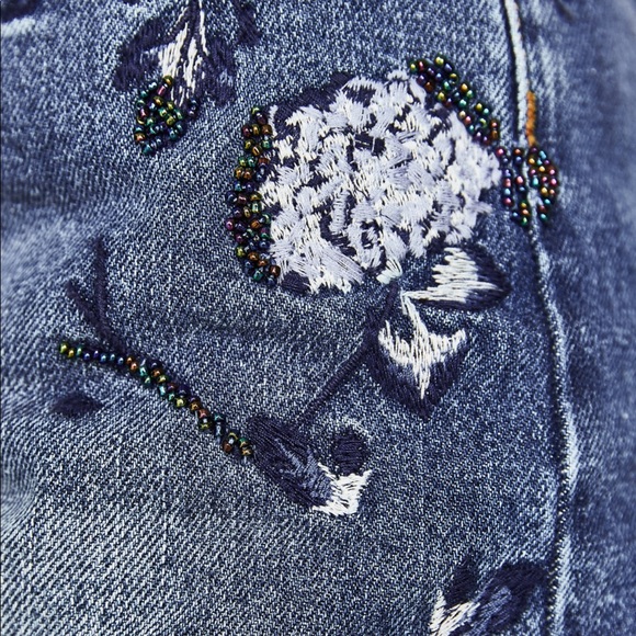 ZARA Embroidered Denim Shorts - Picture 6 of 8